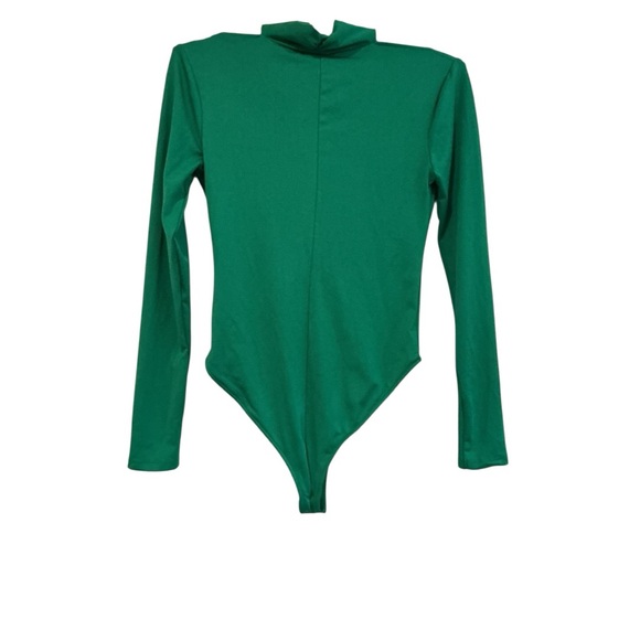 ZARA Emerald Green Long Sleeve Bodysuit Draped Neck Size S - Picture 3 of 7